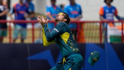 Australia's Tim David takes a catch to dismiss India's Virat Kohli. AP