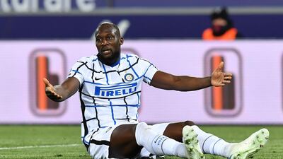 Inter Milan's Romelu Lukaku reacts. Reuters