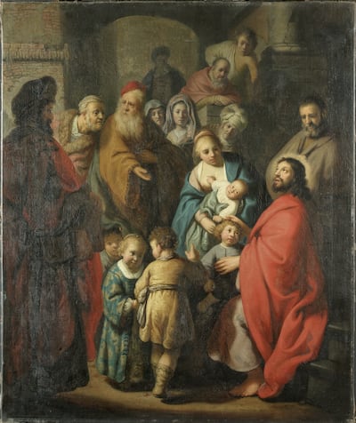 The overpainted version of Let The Little Children Come Unto Me, in which the central figure appeared in a Dutch cap. Photo: Sotheby’s