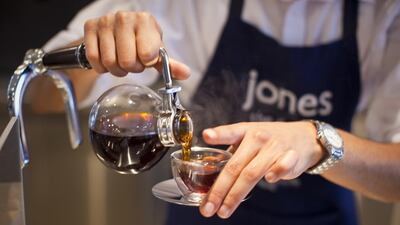 Jones the Grocer’s coffee and tea specialist Neil August presents his favourite coffees and teas on April 3, 2011 at the new Khalidyia Jones’ location. Silvia Razgova / The National