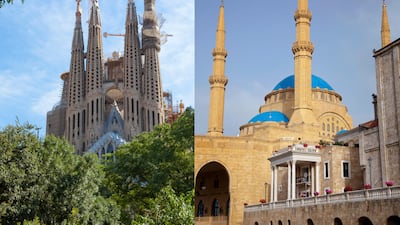 2. Swap the familiar faced of the Sagrada Familia, Barcelona, with the Mohammad Al-Amin Mosque in Beirut, right. Getty Images