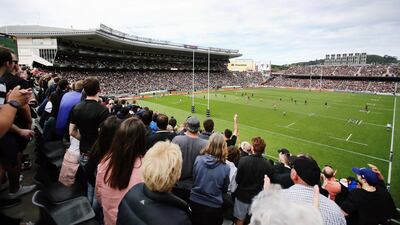 A crowd of more than 46,000 watches New Zealand's Bledisloe Cup win over Australia at Eden Park in Auckland on Sunday, October 18, after coronavirus restrictions were lifted earlier in the month. Getty
