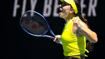 Jessica Pegula celebrates after beating Elina Svitolina in the fourth round of the Australian Open. EPA