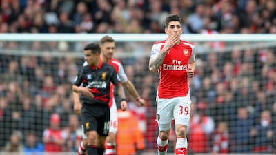 Right-back: Hector Bellerin, Arsenal. The precocious Spaniard broke the deadlock against Liverpool with a terrific goal as he attacked with great verve. (Photo: Paul Gilham / Getty Images)