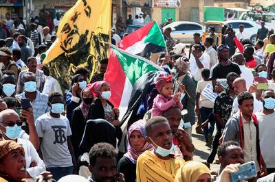 Sudanese demonstrators rally in Khartoum against military rule on January 2, 2022. AFP