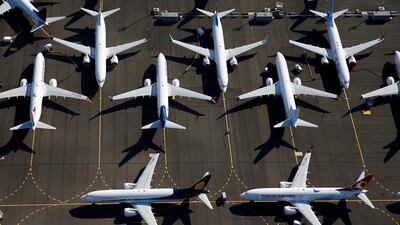 Grounded Boeing 737 Max aircraft parked at Boeing Field in Seattle, Washington. July 1, 2019. European and US aviation regulators are in disagreement over a wiring issue in the troubled plane, complicating its return to service. Reuters.