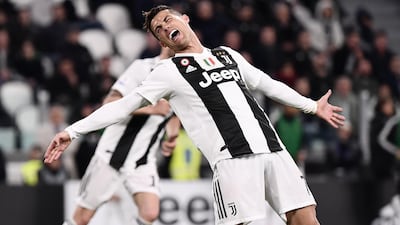 Juventus' Portuguese forward Cristiano Ronaldo reacts after a missed goalscoring opportunity. AFP