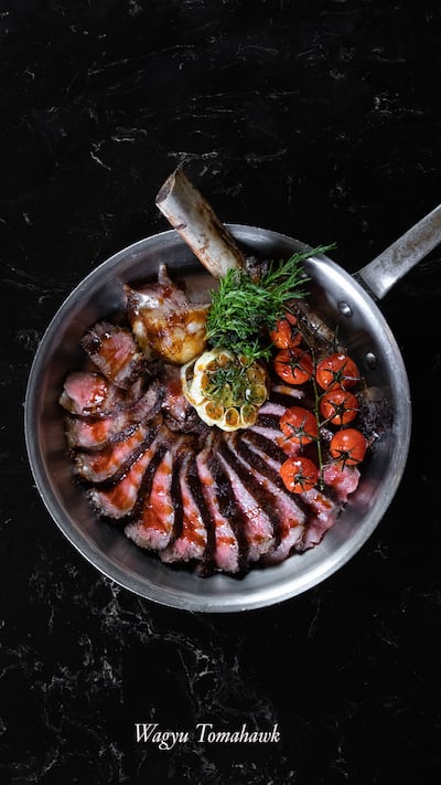 The Wagyu tomahawk at Papillon. Photo: Papillon