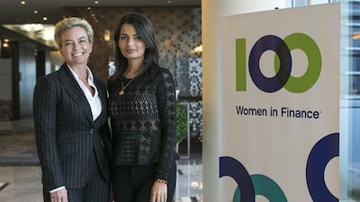 Left, Alishia Sullivan of Squire Patton Boggs and Saleha Osmani Eliard of Prime Services Middle East. Mona Al Marzooqi / The National