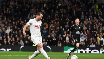 Harry Kane scores in the Europa Conference League group G match against NS Mura. Getty