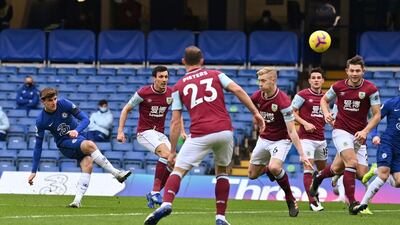 Chelsea's Mason Mount goes for goal from a free-kick. AP
