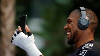 Anthony Joshua during the public work-out at Brookfield Place in New York ahead of his heavyweight world title fight with Andy Ruiz Jr. Reuters