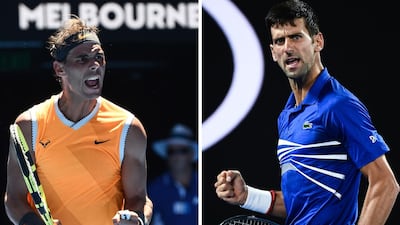 Rafael Nadal, left, and Novak Djokovic, right, will go head-to-head in the Australian Open final on Sunday. AFP