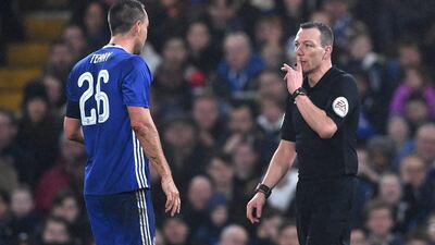 John Terry is shown a red card by referee Kevin Friend. Shaun Botterill / Getty Images