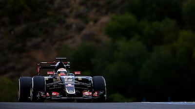 Pastor Maldonado of Lotus drives during F1 winter testing in Jerez, Spain on Tuesday. Dan Istitene / Getty Images