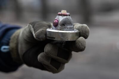A cluster bomb device in Ukraine. Getty