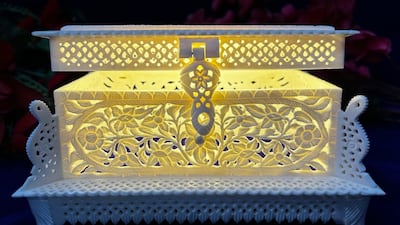 He painstakingly produces works, such as this Mughal-inspired jewellery box, from buffalo bones