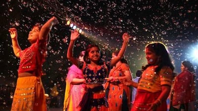 The Dubai Indian community celebrates the beginning of Navatri at the Indian Club in Dubai yesterday.