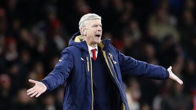 Arsenal's manager Arsene Wenger gestures during the English Premier League soccer match between Arsenal and Swansea City at the Emirates stadium in London, Wednesday, March 2, 2016.(AP Photo/Frank Augstein)