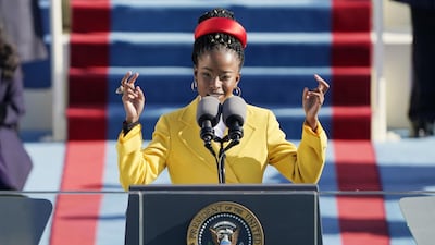 Amanda Gorman read a poem during the 59th presidential inauguration in Washington on January 20. AP