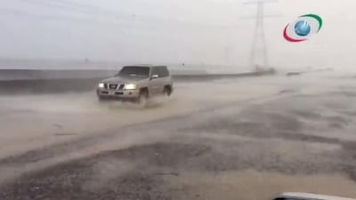 Drivers were urged to take care on wet roads and sand. Courtesy NCMS / Twitter
