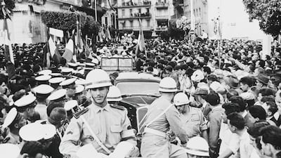 French military policemen in jeeps in a street in Algiers in 1958 during the revolt by French officers under General Massu during the Algerian War of Independence. Getty Images