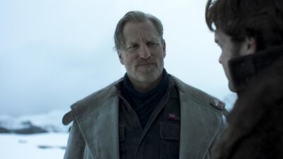 Solo: A Star Wars Story starring Woody Harrelson as Beckett, left, and Alden Ehrenreich as Han Solo. Lucasfilm Ltd / Disney via AP