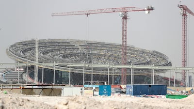 A look at the progress the Sustainability pavilion at the Expo 2020 construction site. Chris Whiteoak / The National