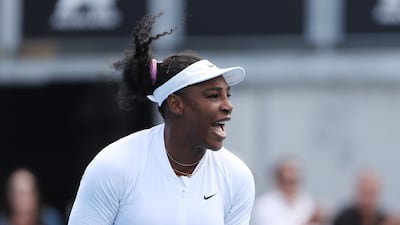 Serena Williams reacts to a point during her first round match against Camila Giorgi on Day Two of the 2020 Auckland Classic. Getty Images