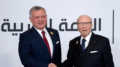 Essebsi with Jordan's King Abdullah II last year. AFP Photo