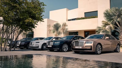 Lined up outside the villa at Emirates Hills.