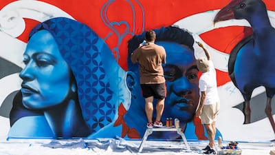 Five Kiwi artists joined forces at Expo 2020 Dubai to create a 20-metre mural that reflects New Zealand’s vibrant street art.