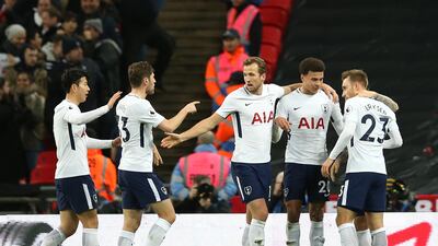 Harry Kane, centre, and Tottenham Hotspur, travel to play Liverpool in Sunday days after an impressive win over Manchester United. Steve Bardens / Getty Images