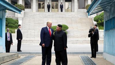 North Korean leader Kim Jong-un and US President Donald Trump meeting inside the Demilitarised zone (DMZ) separating South and North Korea. Getty Images