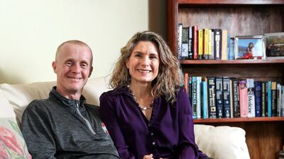 Nick pictured at his home in Sharjah with his wife Sarah in 2018. Victor Besa / The National