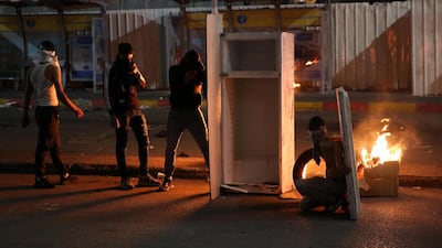 Palestinian protesters in the West Bank city of Hebron, where they clashed with Israeli troops. EPA