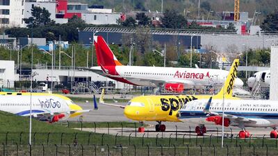 Undelivered Airbus A320neos without their engines seen parked at Toulouse Airport, south-western France. Qatar Airways has criticised the engine maker Pratt & Whitney over delivery delays. Regis Duvignau/Reuters