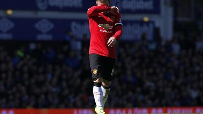 Manchester United's Wayne Rooney reacts during their 3-0 Premier League loss to Everton on Sunday. Andrew Yates / Reuters
