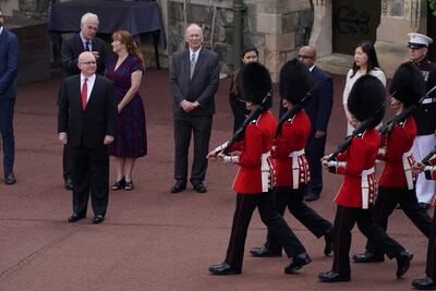 Delegates from the United States Embassy including Acting Ambassador, Philip T Reeker, Charge d'Affaires, at the Guard Change at Windsor Castle, to mark the 20th anniversary of the terrorist attack by al Qaida in the United States. Picture date: Saturday September 11, 2021.