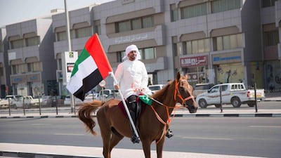 Everyone celebrated, some with a unique mode of transport. Courtesy Emirates Transport