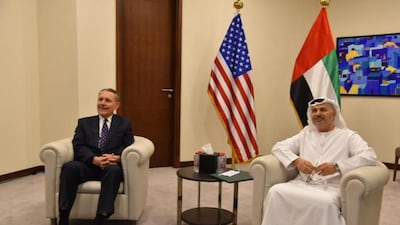 Minister of State for Foreign Affairs, Dr Anwar Gargash, and US ambassador to the UAE John Rakolta Jr signed the agreement on Tuesday. Courtesy: US Mission to the UAE