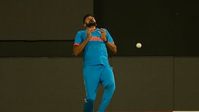India's Mohammed Siraj drops an attempted catch off Netherlands' Max O'Dowd and the ball hits him in the throat. Reuters