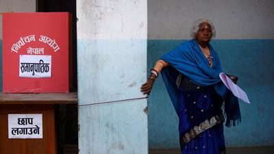 A woman walks towards the ballot box in Thimi, Nepal. Navesh Chitrakar / Reuters