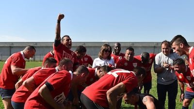 La Drola takes part in a regular season playing real matches against real teams made by free players. This project led by the no-profit association 'Ovale Oltre le Sbarre' promotes the ethical values of the sport by playing the game: observing the rules, loyalty, solidarity, the mutual support of teammates and respect for the opponents. Gabriel Bouys / AFP