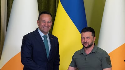 Mr Varadkar shakes hands with Ukrainian President Volodymyr Zelenskyy in Kyiv in July 2023. Getty Images
