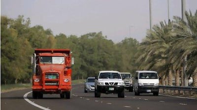 Traffic on the highway out of Al Ain.