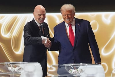 US President Donald Trump and Fifa president Gianni Infantino in Washington on Friday. AP