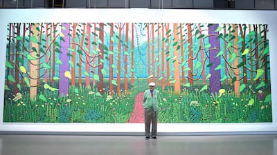 British painter David Hockney poses at the Pompidou Centre in Paris. STEPHANE DE SAKUTIN / AFP