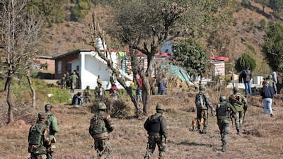 Indian soldiers during a search in a remote village in the Rajouri district of Jammu in January. AFP