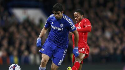 Diego Costa, left, in action against Liverpool in the League Cup semi-final second leg. Stefan Wermuth / Reuters